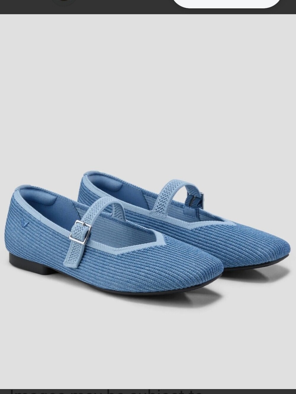 Vivaia Margot Light Blue Knit Mary Jane Flats. Sz 36.5 Or US 6. Like New
